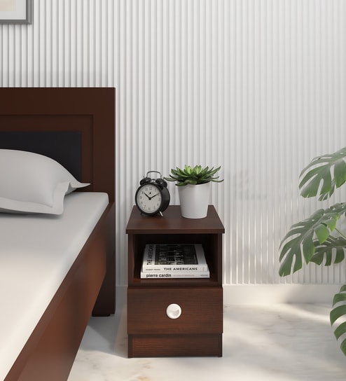 Buy Daiki Bedside Table In Wenge Finish With Drawer Online Modern Bed