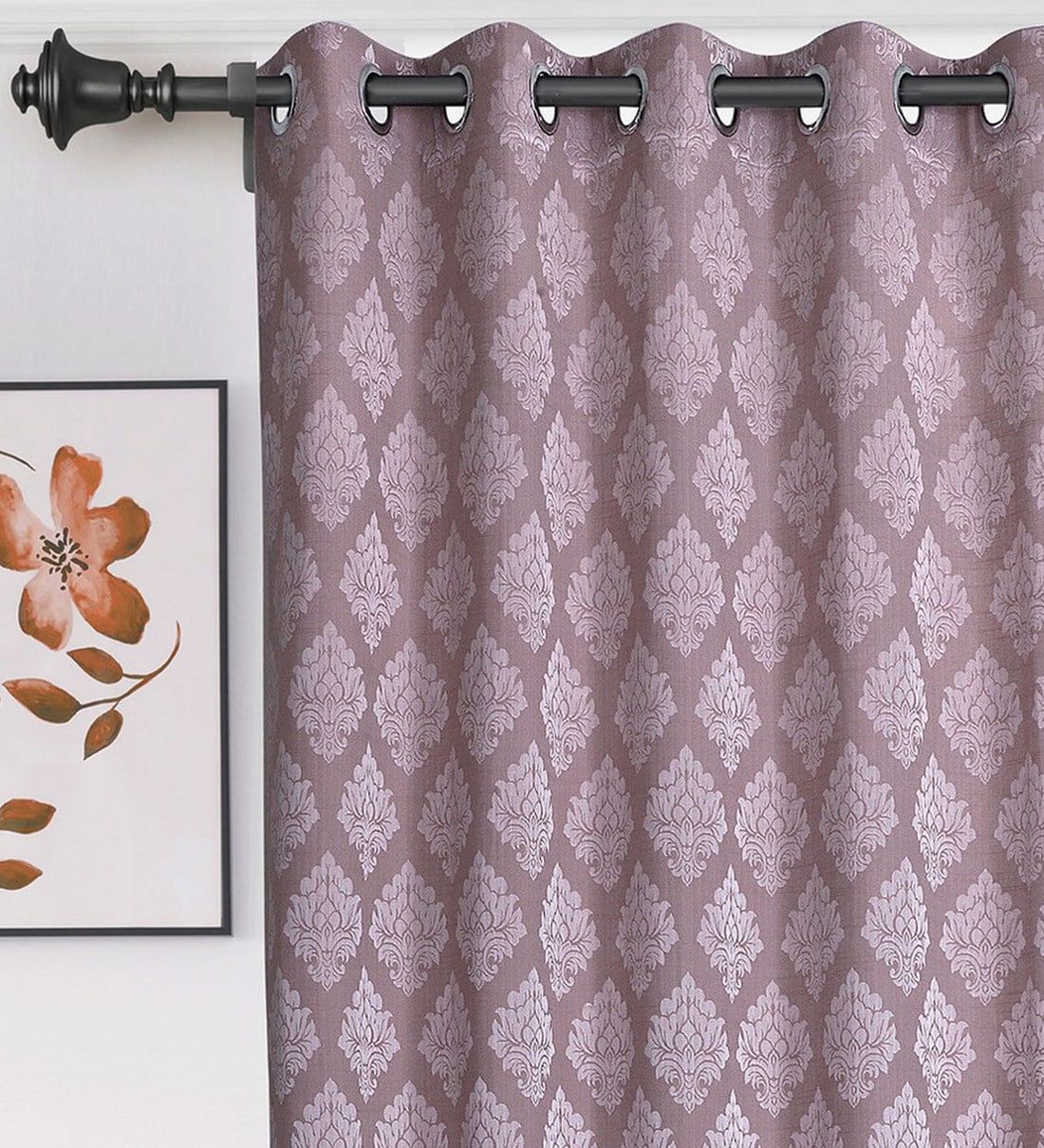 Buy Pink Semisheer Polyester Feet Eyelet Long Door Curtain By Urban