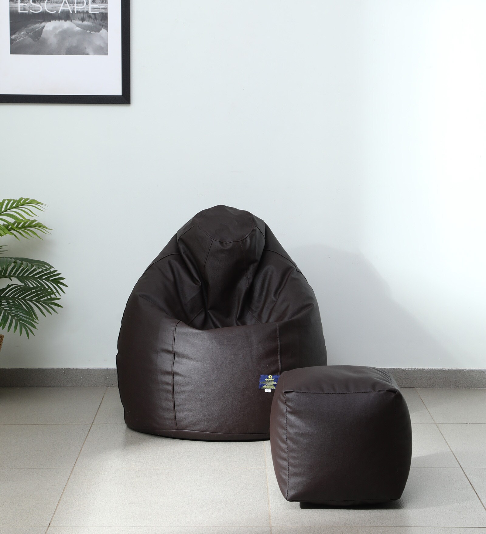 Buy Premium Xl Leatherette Bean Bag With Beans In Brown Colour With