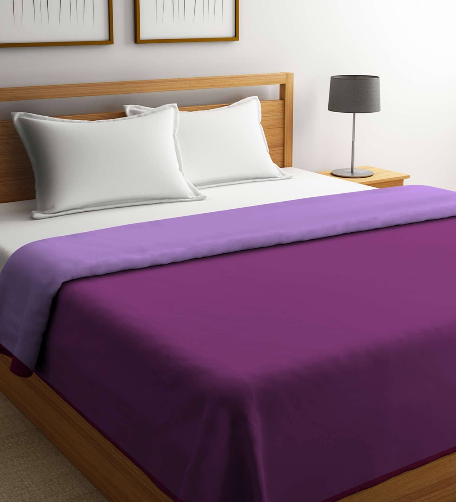 Buy Purple Solid 300 GSM Double Bed Dohar by ROMEE Online Double Bed