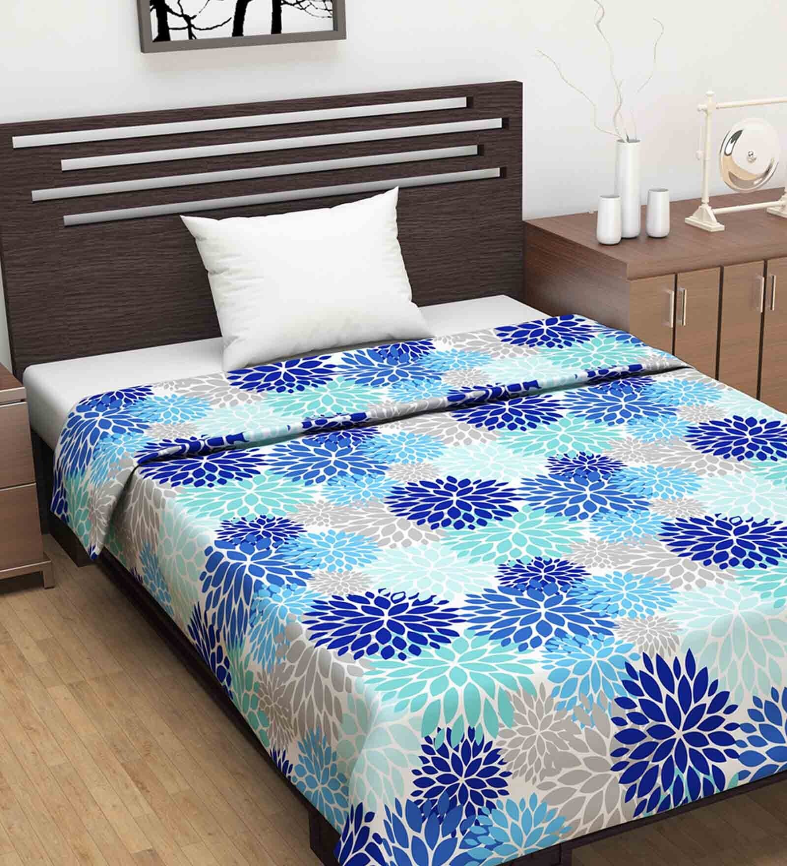 Buy Blue Abstract Cotton 100 GSM Single Bed Dohar by Divine Casa at 73