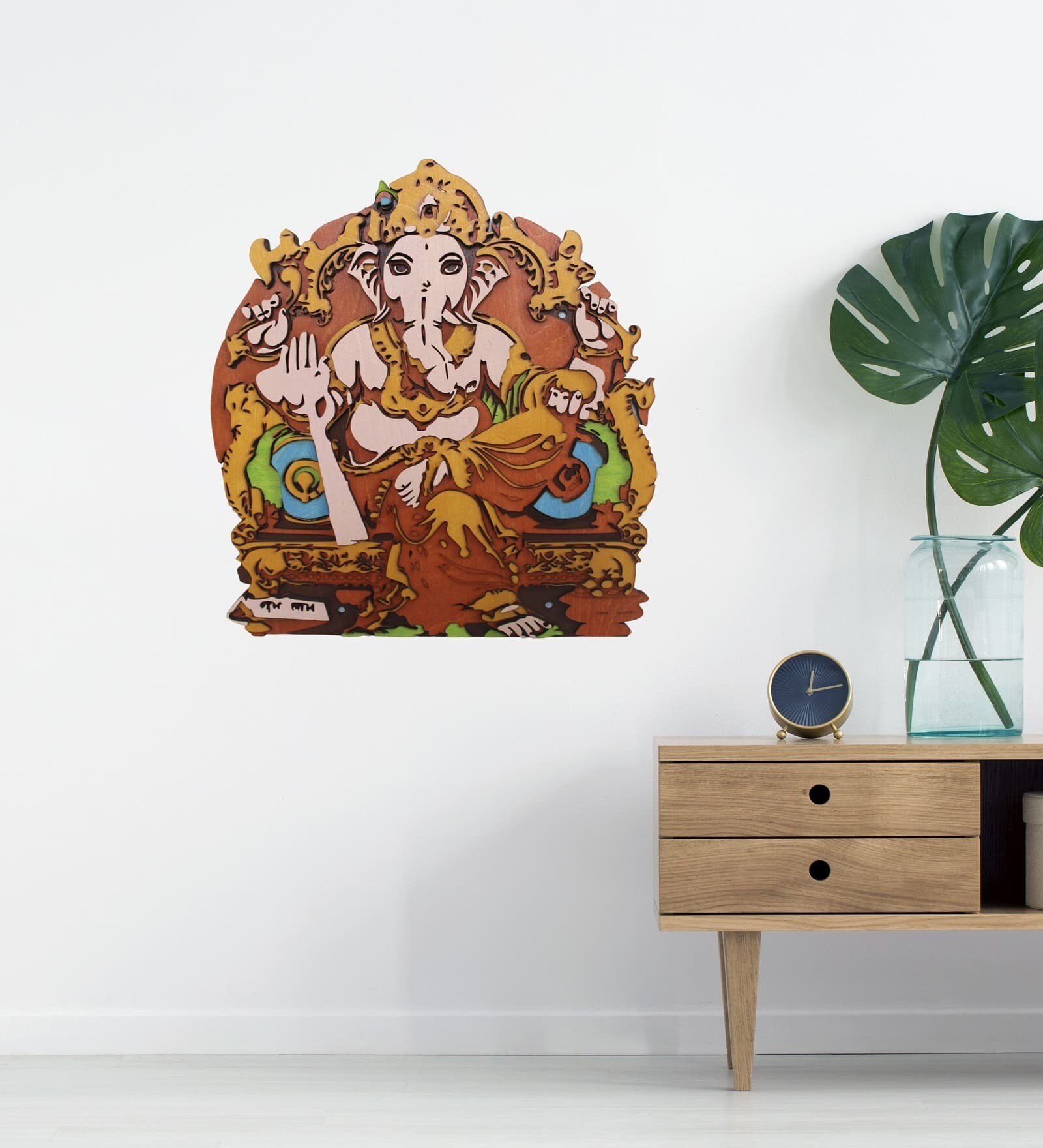 Buy 3D Wooden Ganesha Wooden Wall Art In Multicolor (18x16) Online