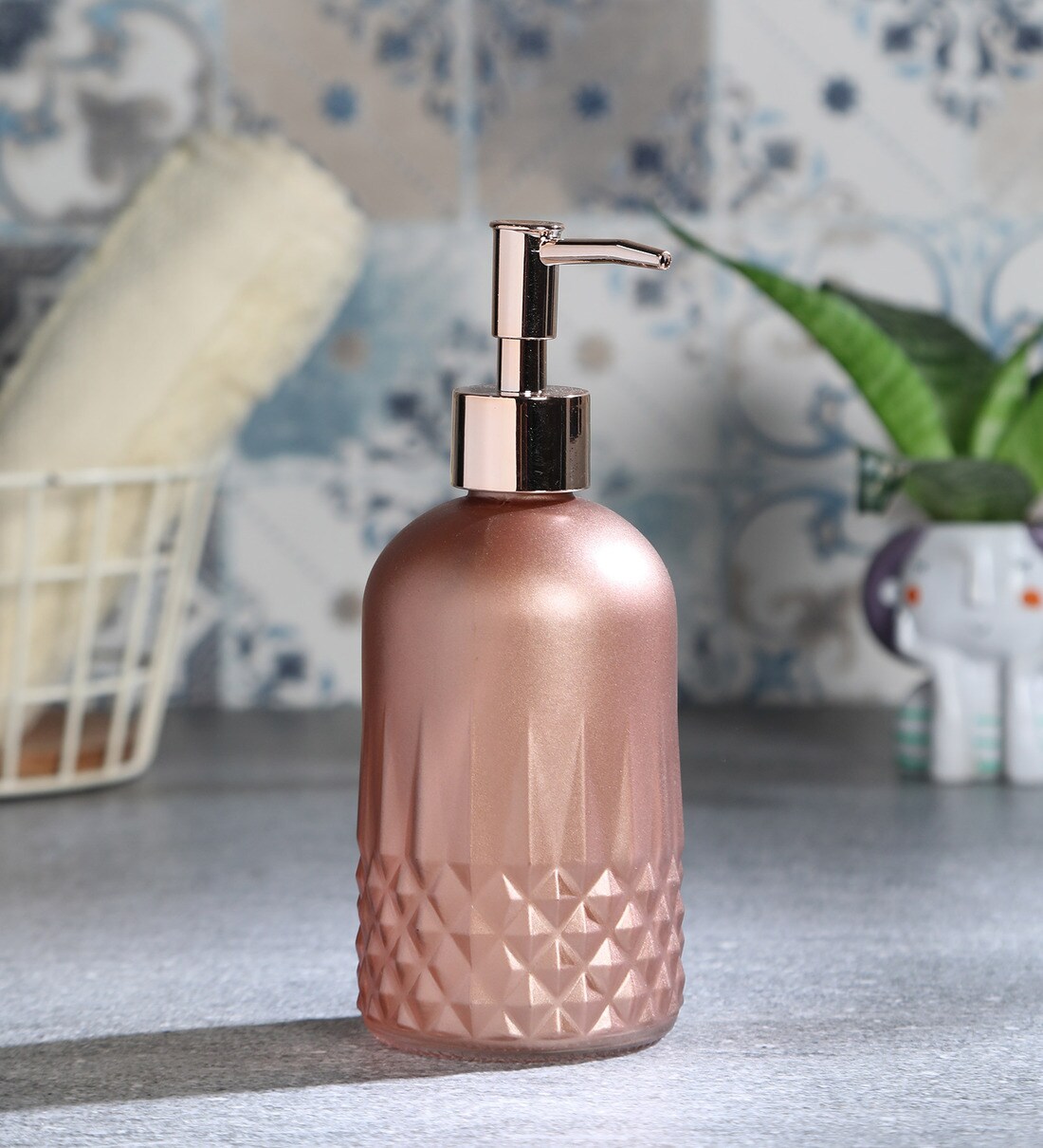 Buy 400 Ml Ceramic Counter Top Liquid Soap Dispenser In Copper By