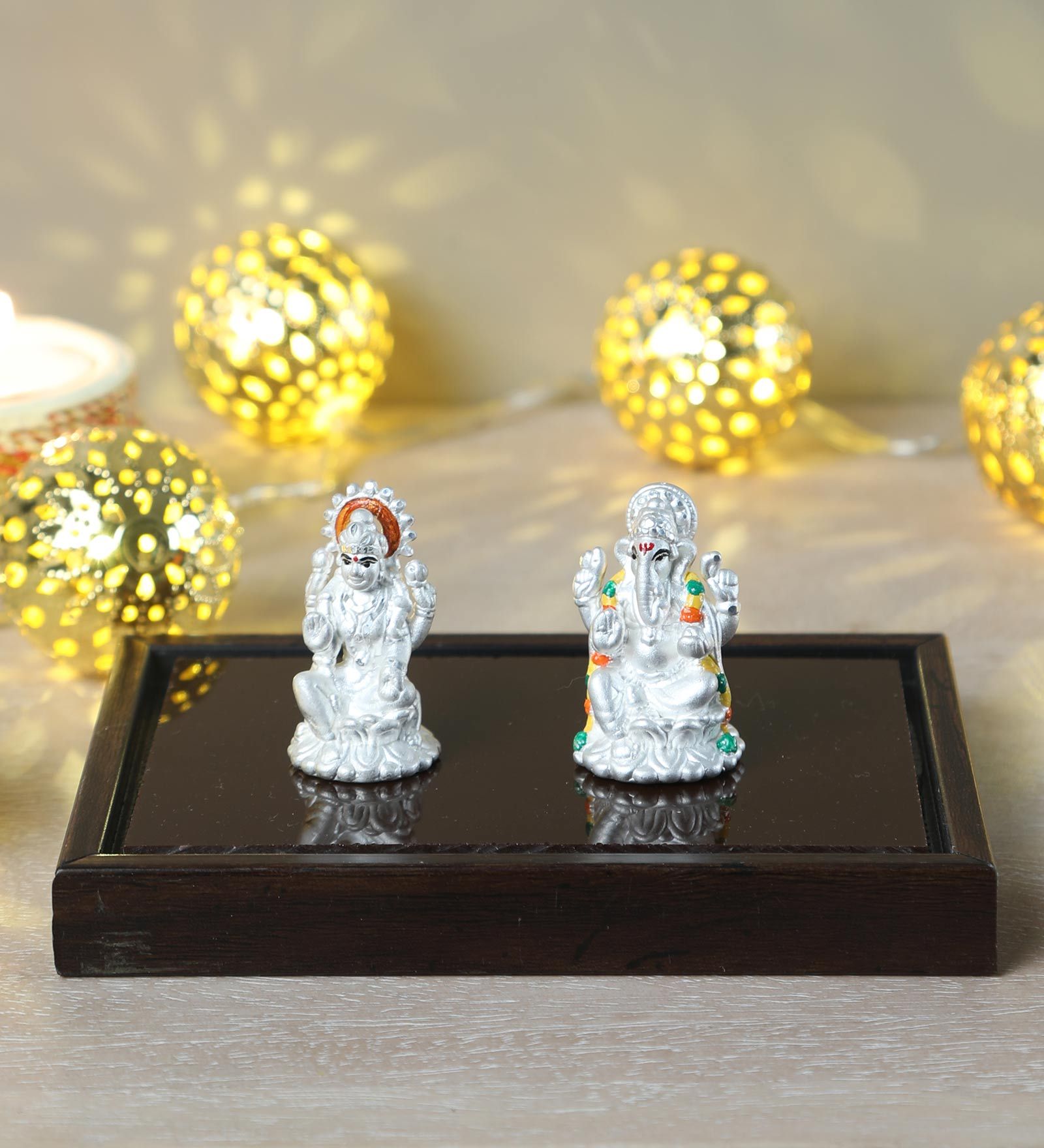 Buy 999 Pure Silver Ganesh Laxmi Idols by Krysaliis Solid Silver by