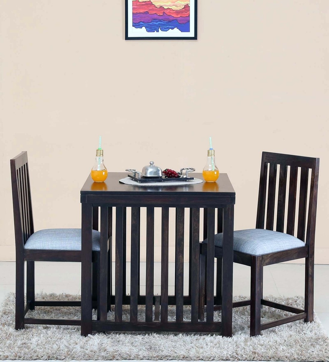 Buy Abbey Solid Wood Two Seater Dining Set In Warm Chestnut Finish Online 2 Seater Dining Sets