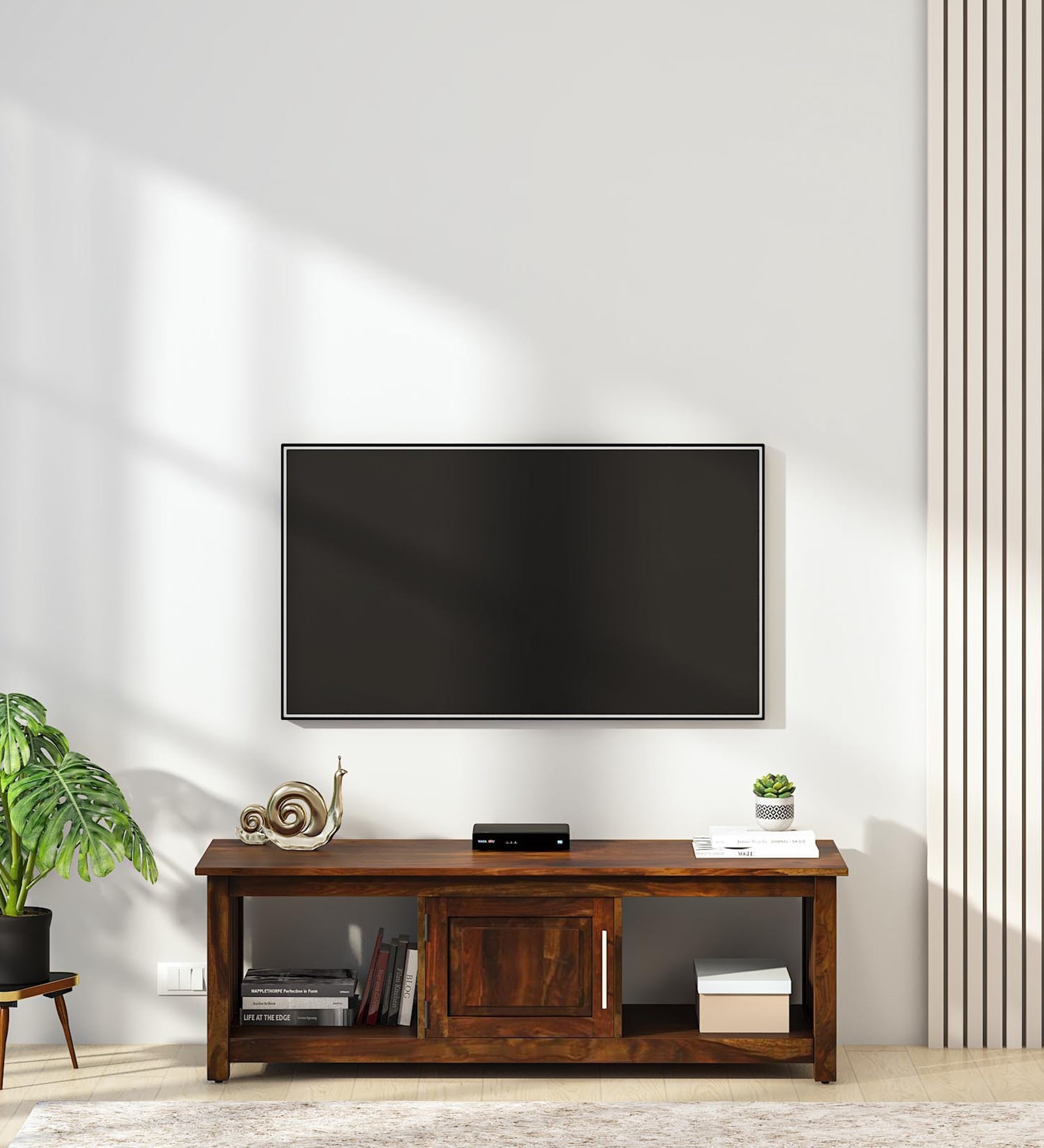 Buy Abbey Sheesham Wood TV Console for TVs up to 50\ In Provincial Teak ...