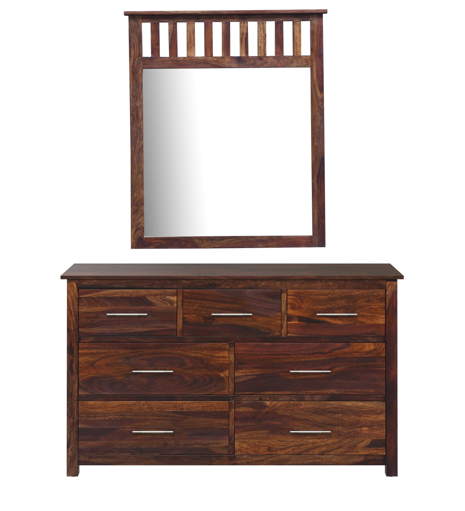 Abbey Solid Wood Dressing Table With Mirror In Provincial Teak