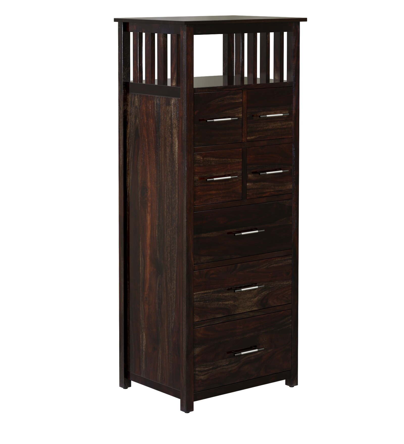 Abbey Tall Solid Wood Chest Of Drawer In Warm Chestnut Finish By