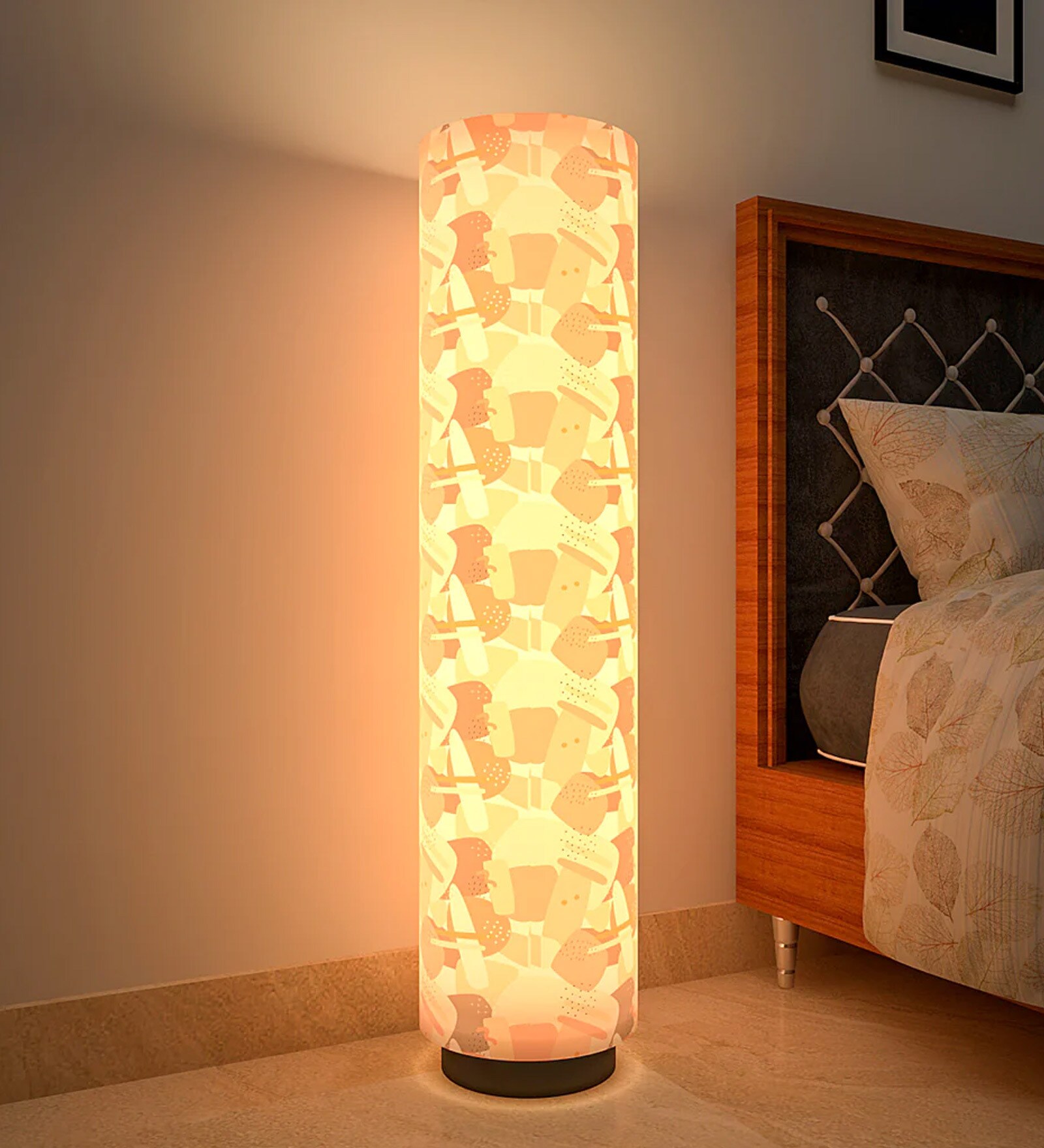 Buy Abstract Pattern Round Orange Iron & Canvas Floor Lamp at 25 OFF