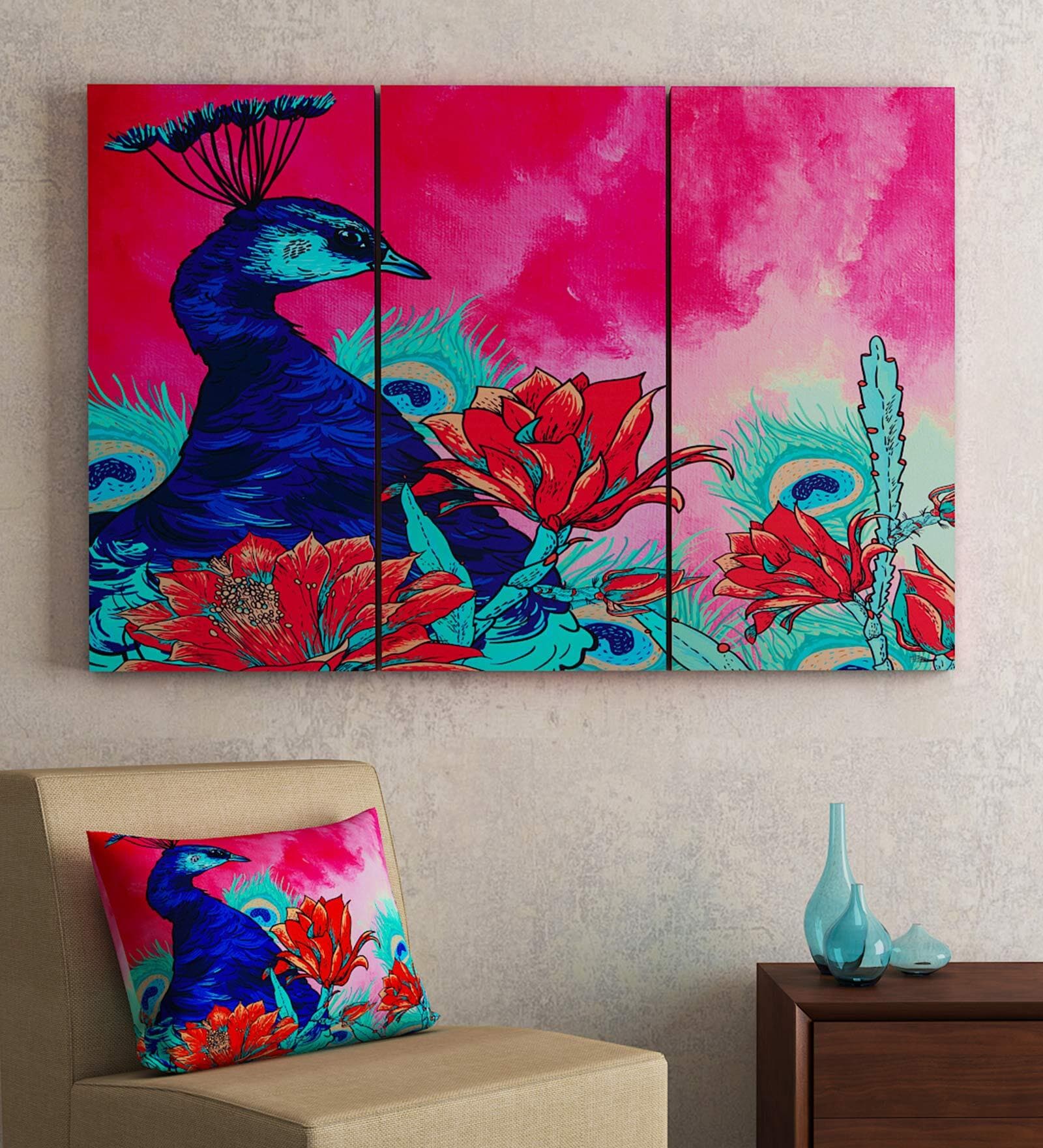 Buy Abstract Pink MDF Wood Framed Wall Art Online Wooden Wall Art