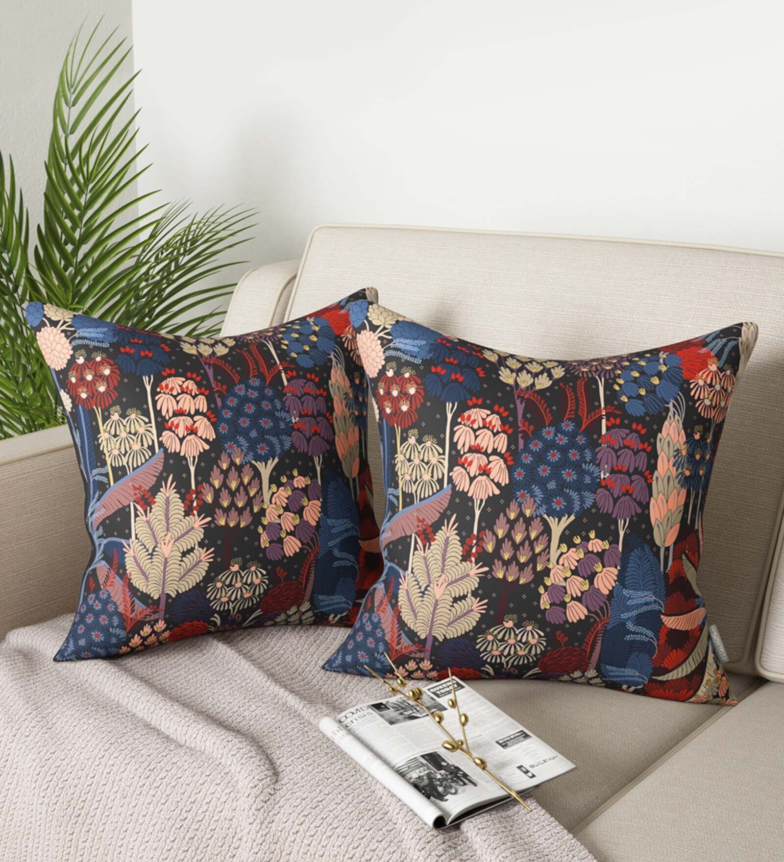 Buy Multicolor Floral Cotton 16 x 16 Inches Cushion Covers (Set of 2