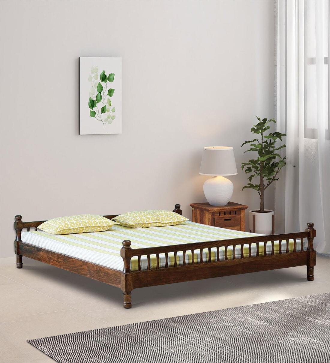 Buy Agastya Sheesham Wood King Size Bed In Provincial Teak Finish