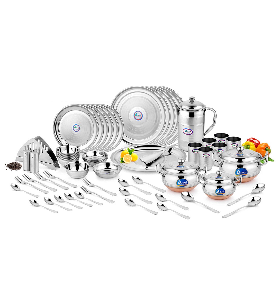 Buy Pearl Diamond Stainless Steel 65Piece Dinner Set by Airan Online