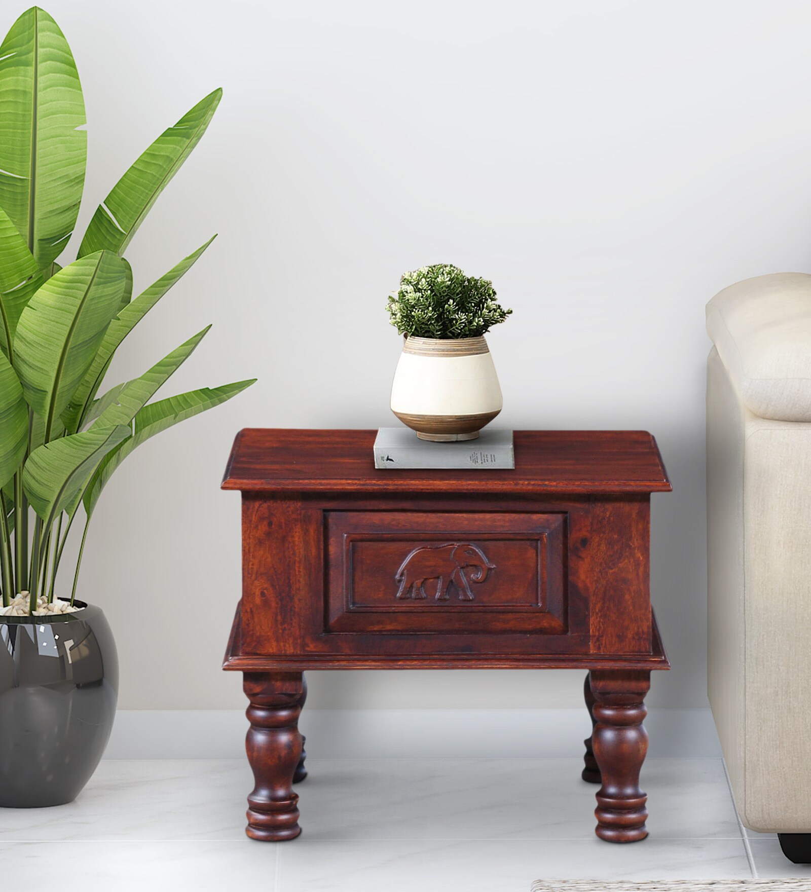 Buy Airavana Sheesham Wood End Table In Honey Oak Finish Online