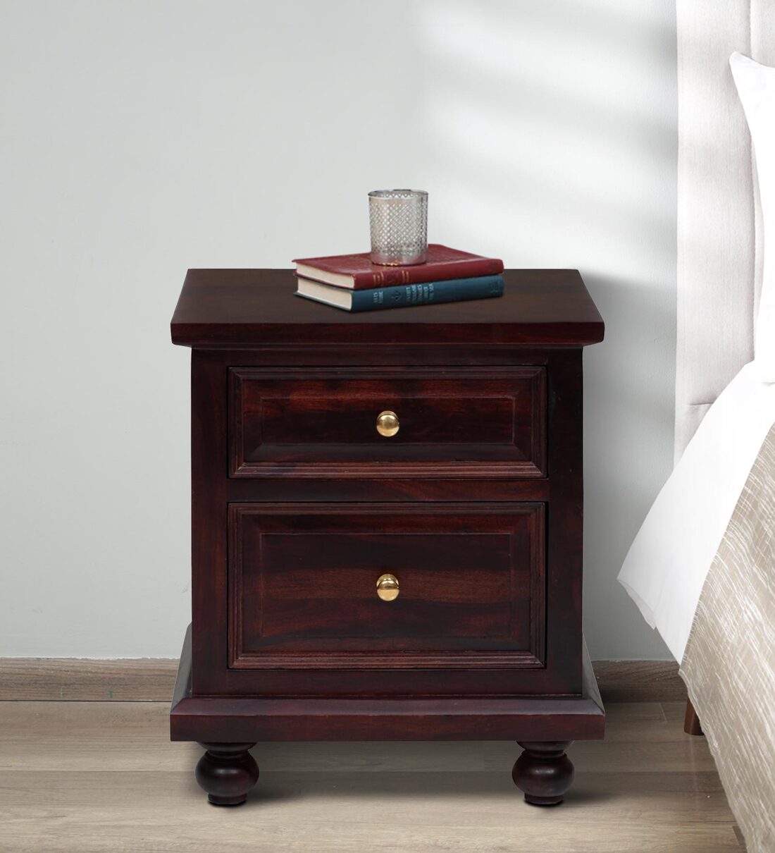 Buy Alexander Bedside Chest in Dark Walnut Colour Online Traditional