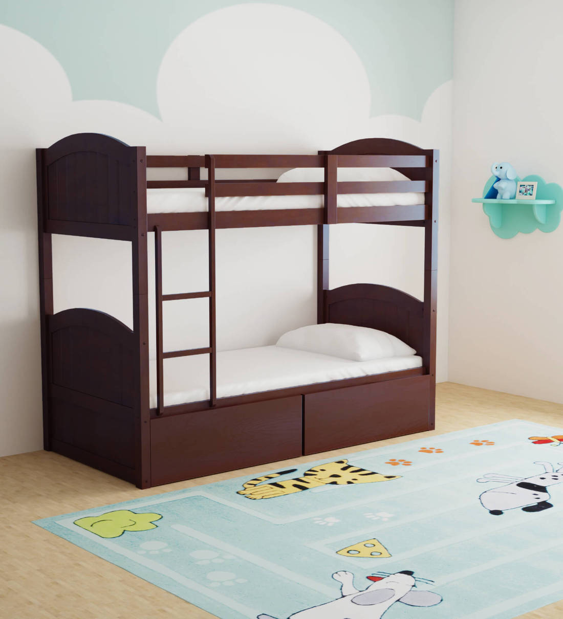 Buy Alexander Bunk Bed with Drawer Storage in Wenge Finish CasaCraft