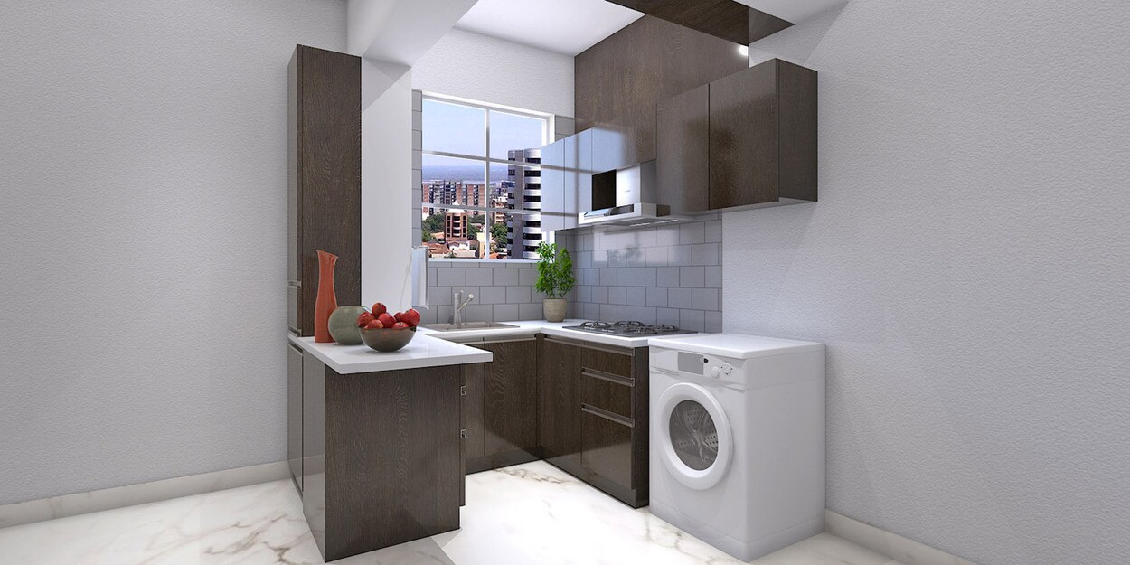 Buy Alex U Shaped Modular Kitchen Designed in MDF Online U Shaped