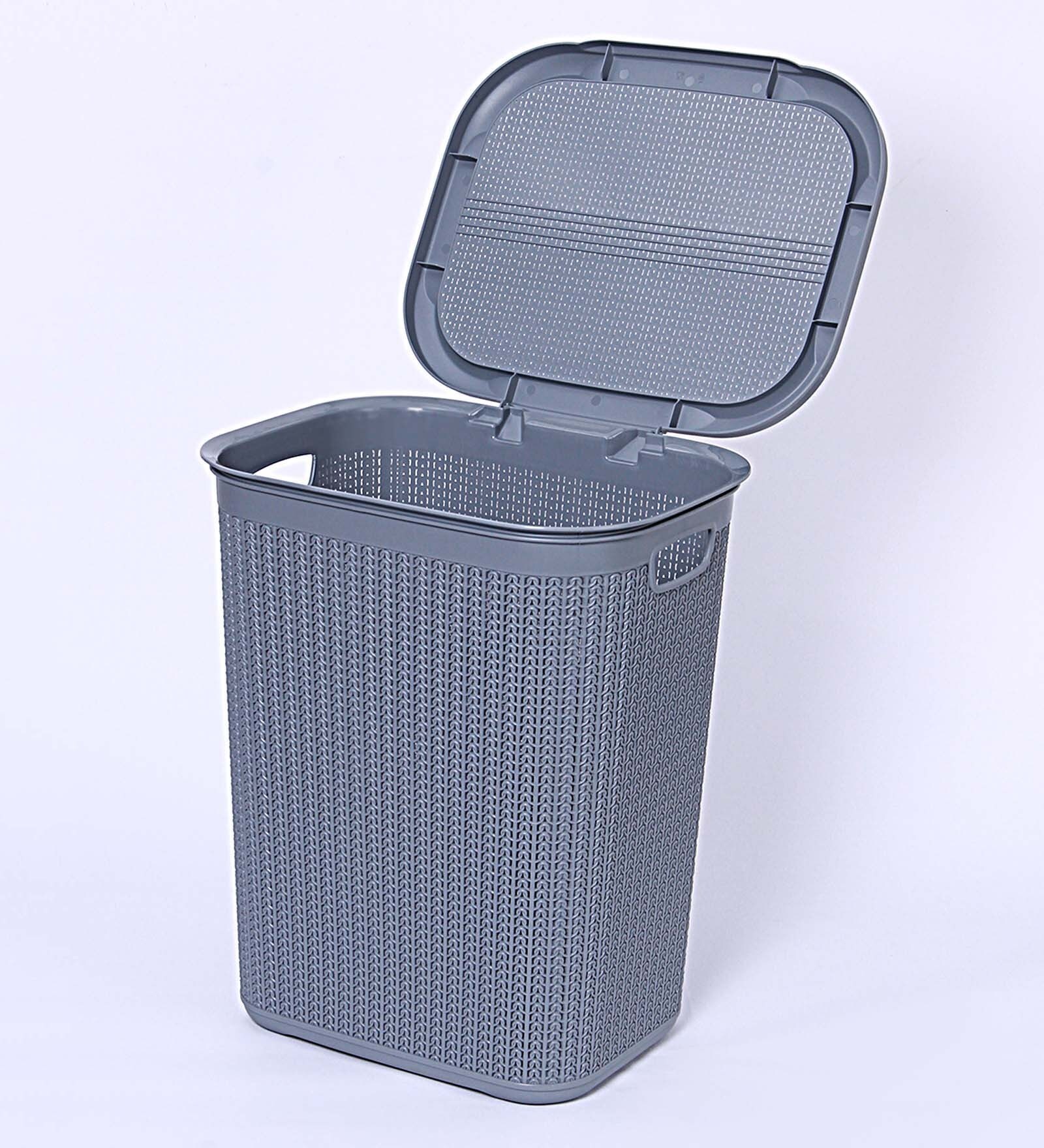 Buy All Time Cresta Knit Plastic 50 L Metalic Grey Laundry Basket with