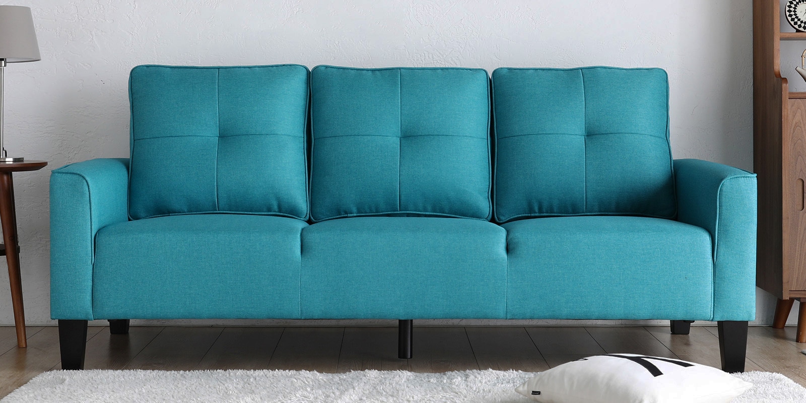 Buy Alice Three Seater Sofa in Teal Colour by Zofa Online 3 Seater