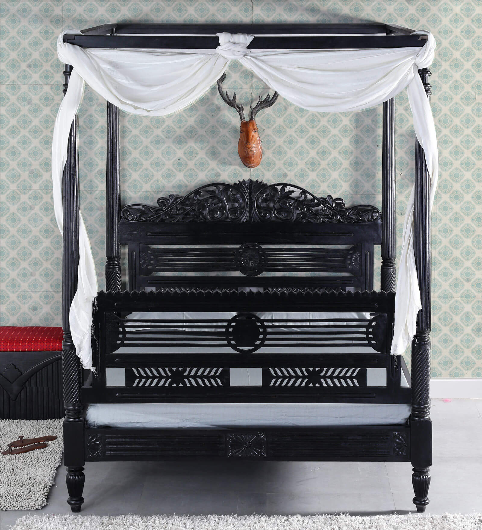 Buy Amherst Queen Size Poster Bed in Espresso Walnut Finish by Amberville Online Poster Beds