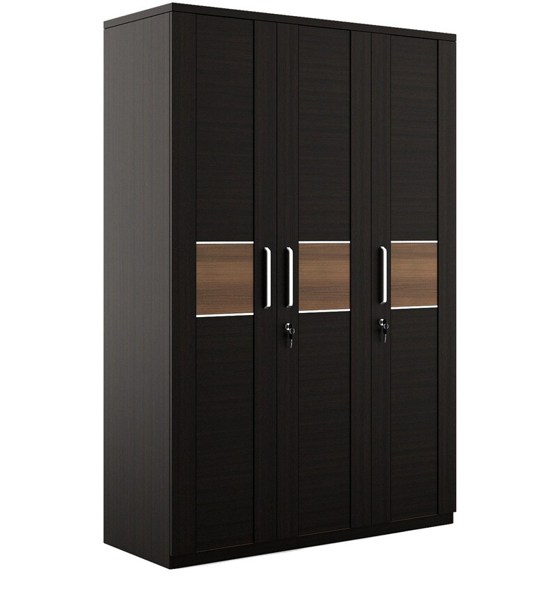 Buy Amazon Three Door Wardrobe with Drawer in Wenge Finish by Spacewood