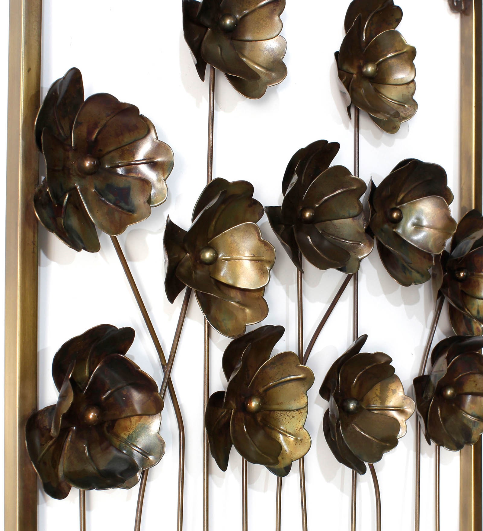 Buy Antique Copper Metal Art Flower Design Metal Wall Hangings by Craftter Set of 3 Online