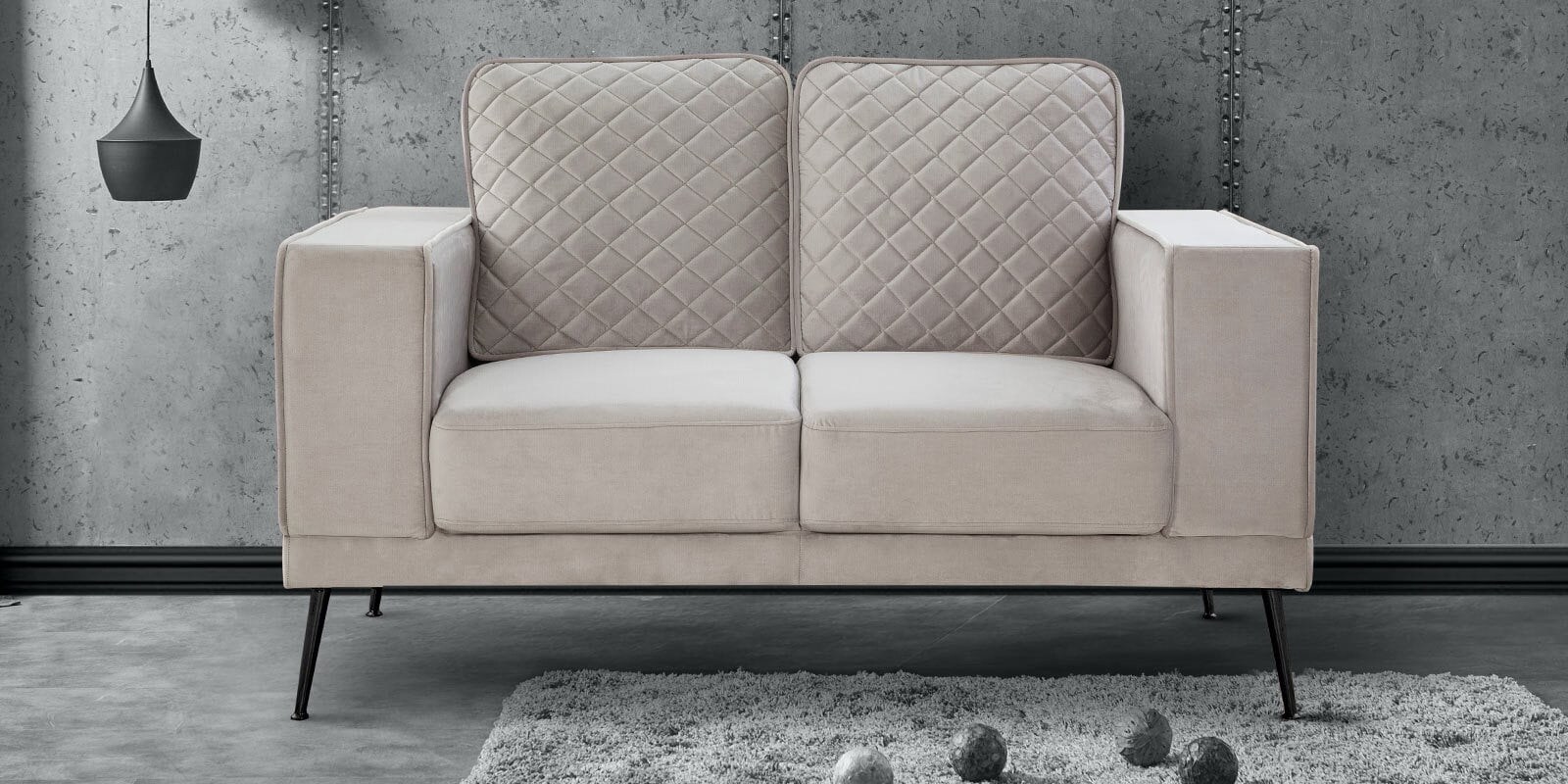 Buy Anwen 2 Seater Sofa in Velvet Grey Colour at 13 OFF by Casacraft