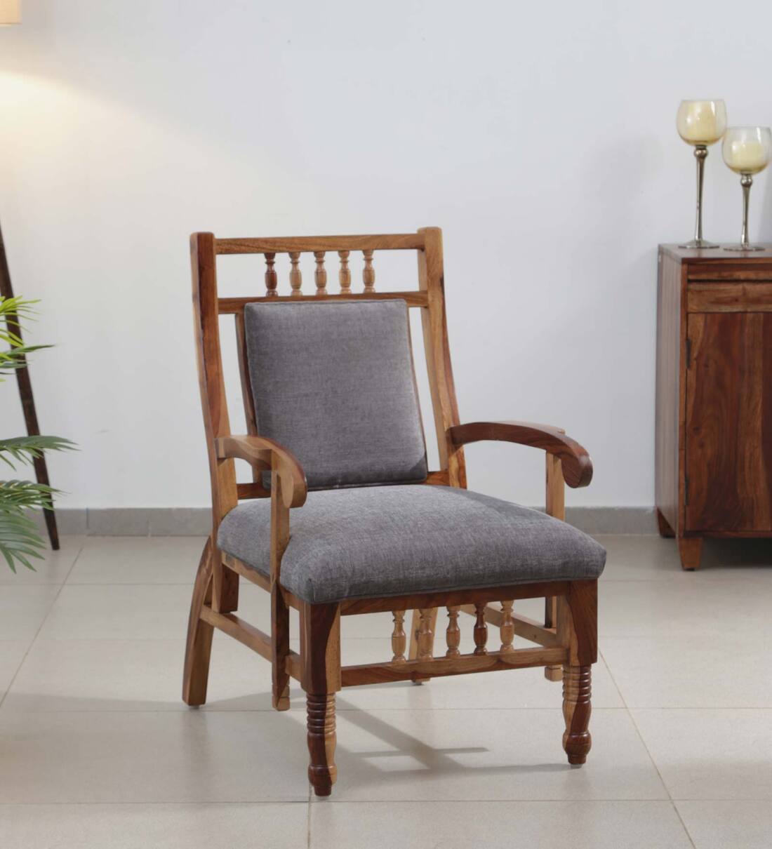 Buy Appleby Teak Wood Arm Chair In Rustic Teak Finish Online Arm