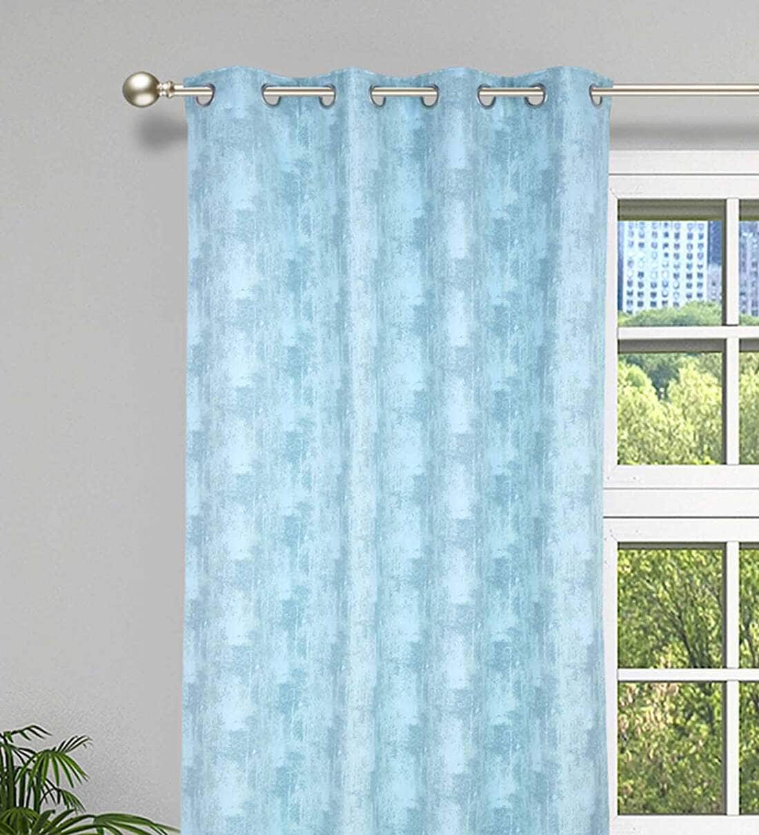 Buy Aqua Abstract Jacquard 5 Ft Light Filtering Eyelet Window Curtain