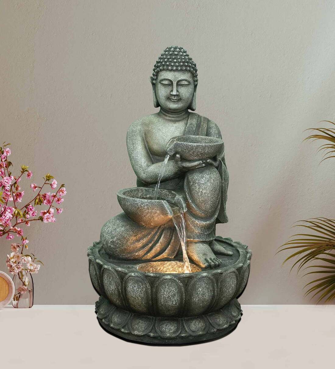 Buy Aqua Bliss Buddha Bowl Grey Polyresin Water Fountain by HomeTown at ...