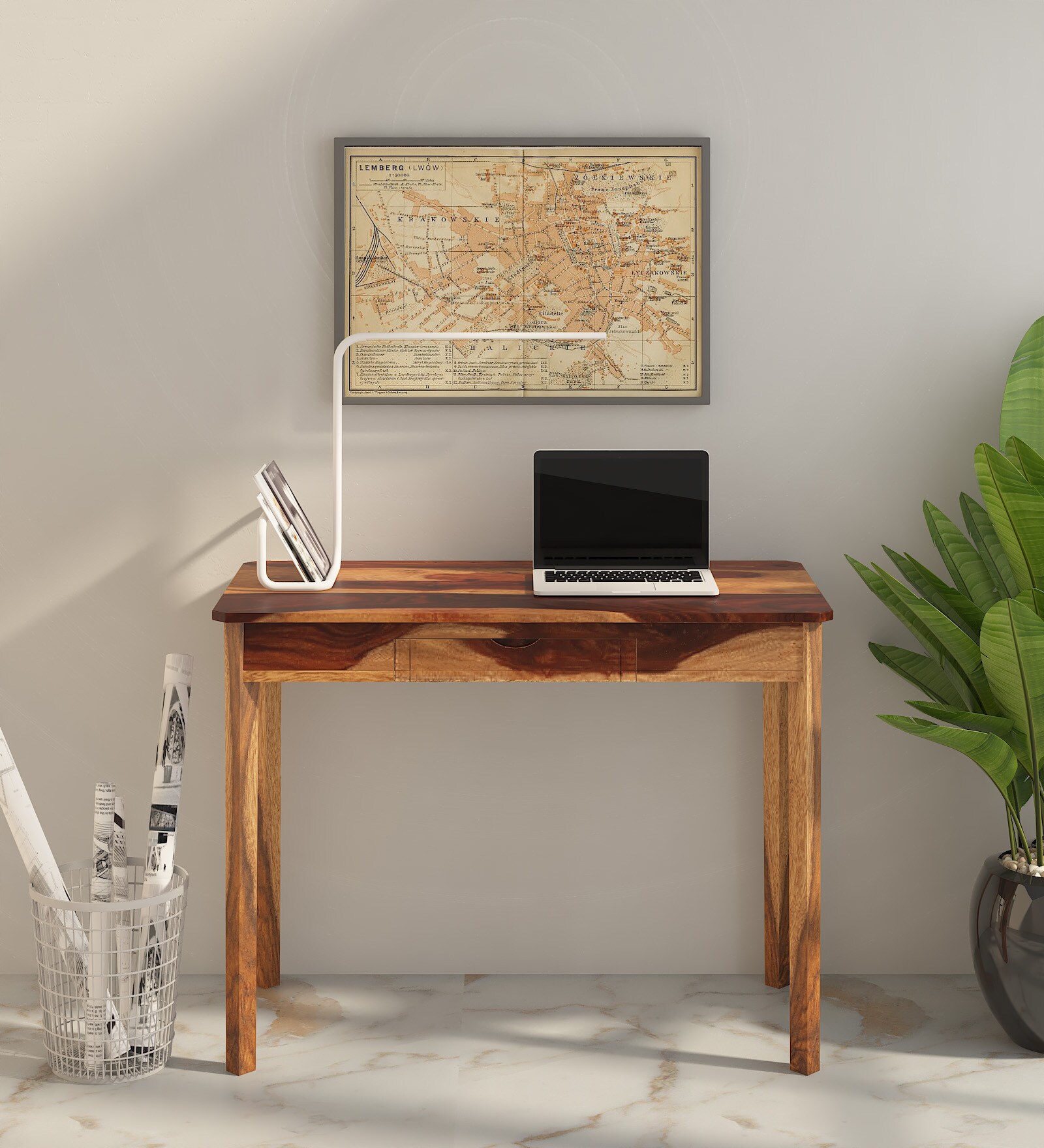 Buy Arabel Sheesham Wood Study Table In Rustic Teak Finish At Off By Woodsworth From