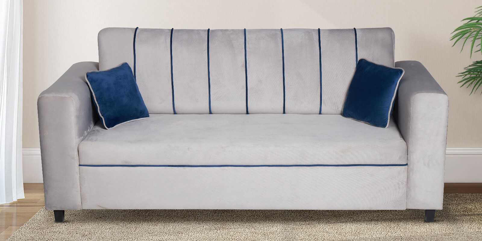 Buy Austin Fabric 3 Seater Sofa in Light Grey Colour Online Modern 3 Seater Sofas 3 Seater