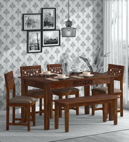 wooden dining table pepperfry