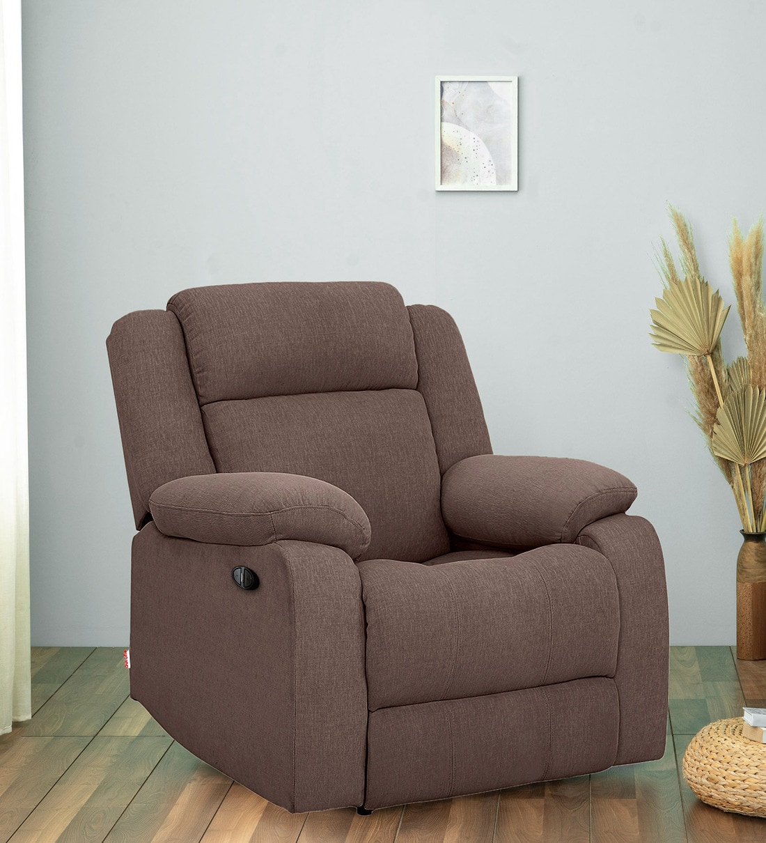 Buy Avalon Fabric Motorized 1 Seater Recliner In Saddle Brown Colour at