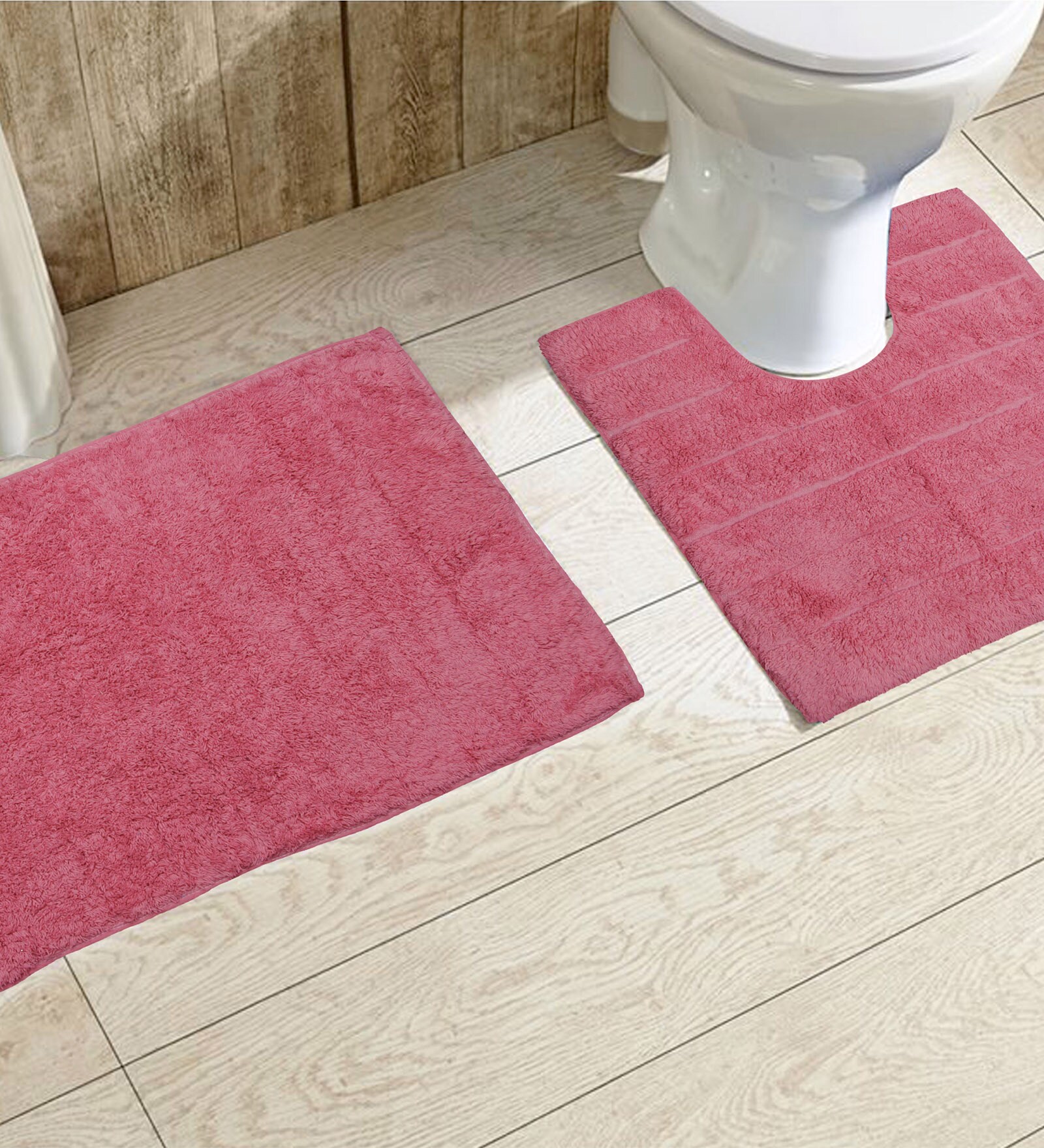 Buy Avira Home Pink Cotton Bath and Toilet Mat Set of 2 Online Bath Mats Bath Mats