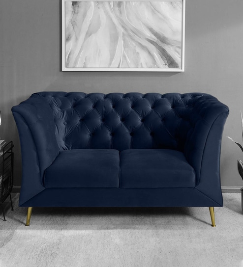 Buy Azalea Velvet 2 Seater Sofa In Royal Blue Colour Online ...