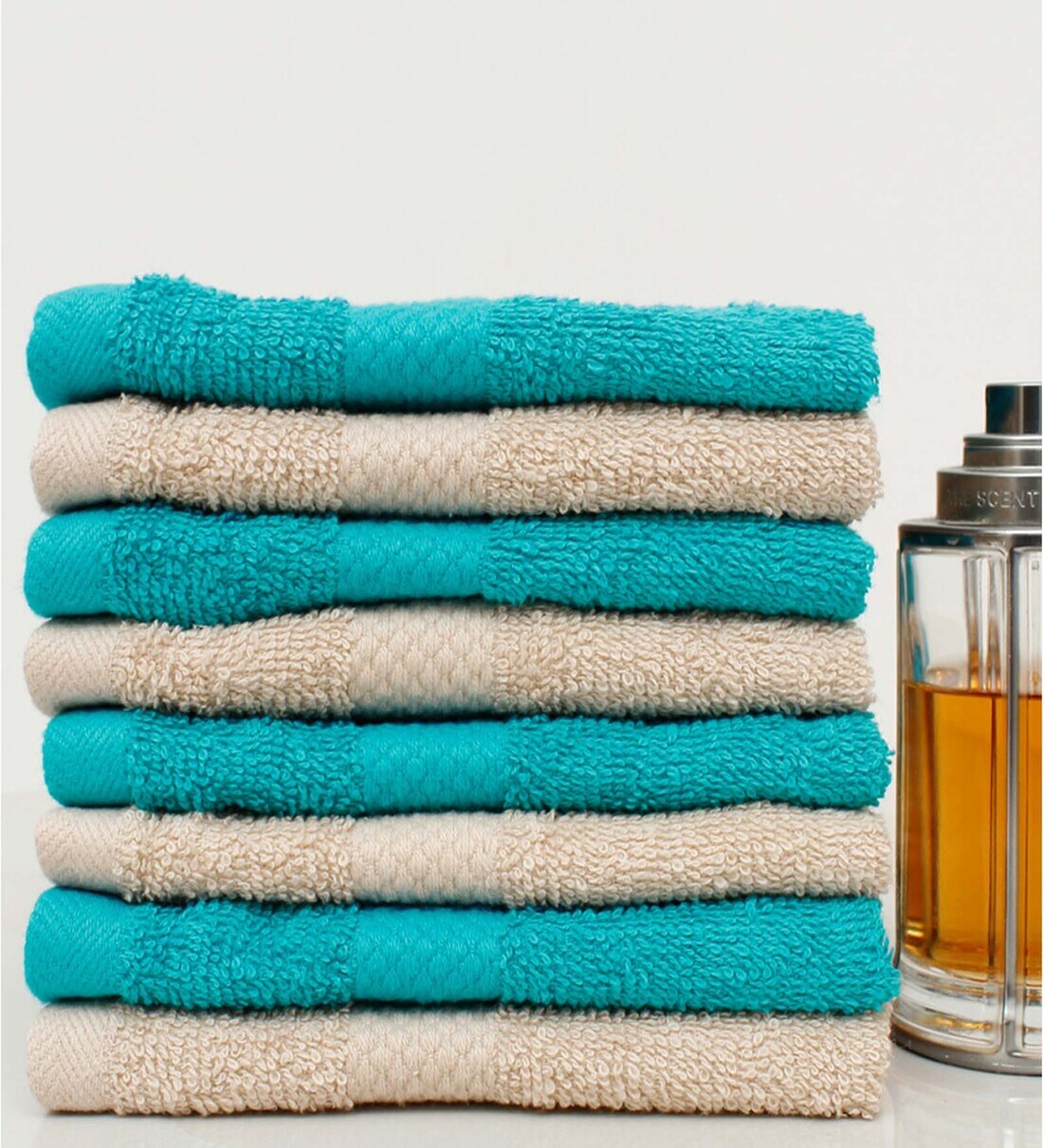 Buy Multicolor Solid 500 GSM 100 Cotton Face Towels (Set of 8) by AVI