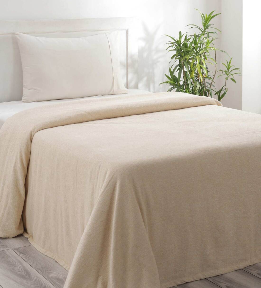 Buy Beige Solid 110 TC Cotton Single Bed Cover by Maspar at 100% OFF by ...