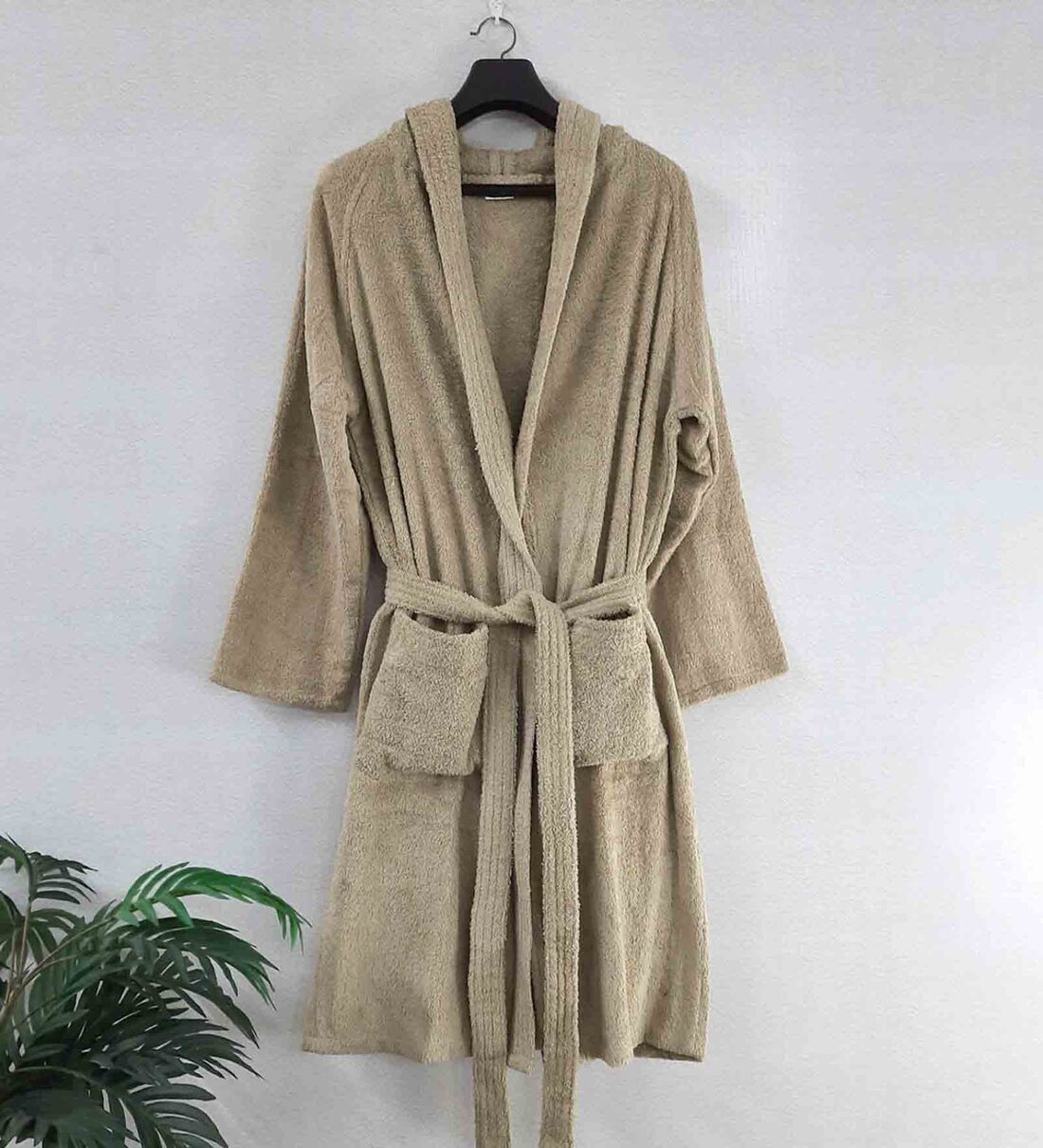 Buy Beige Solid Cotton Unisex Bath Robe (XL) By Loomkart Online Mens