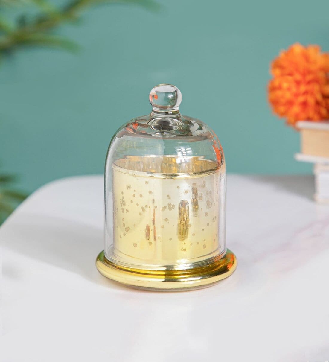 Buy Bell Jar Gold Mercury Glass Candle holder at 39 OFF by Nestasia