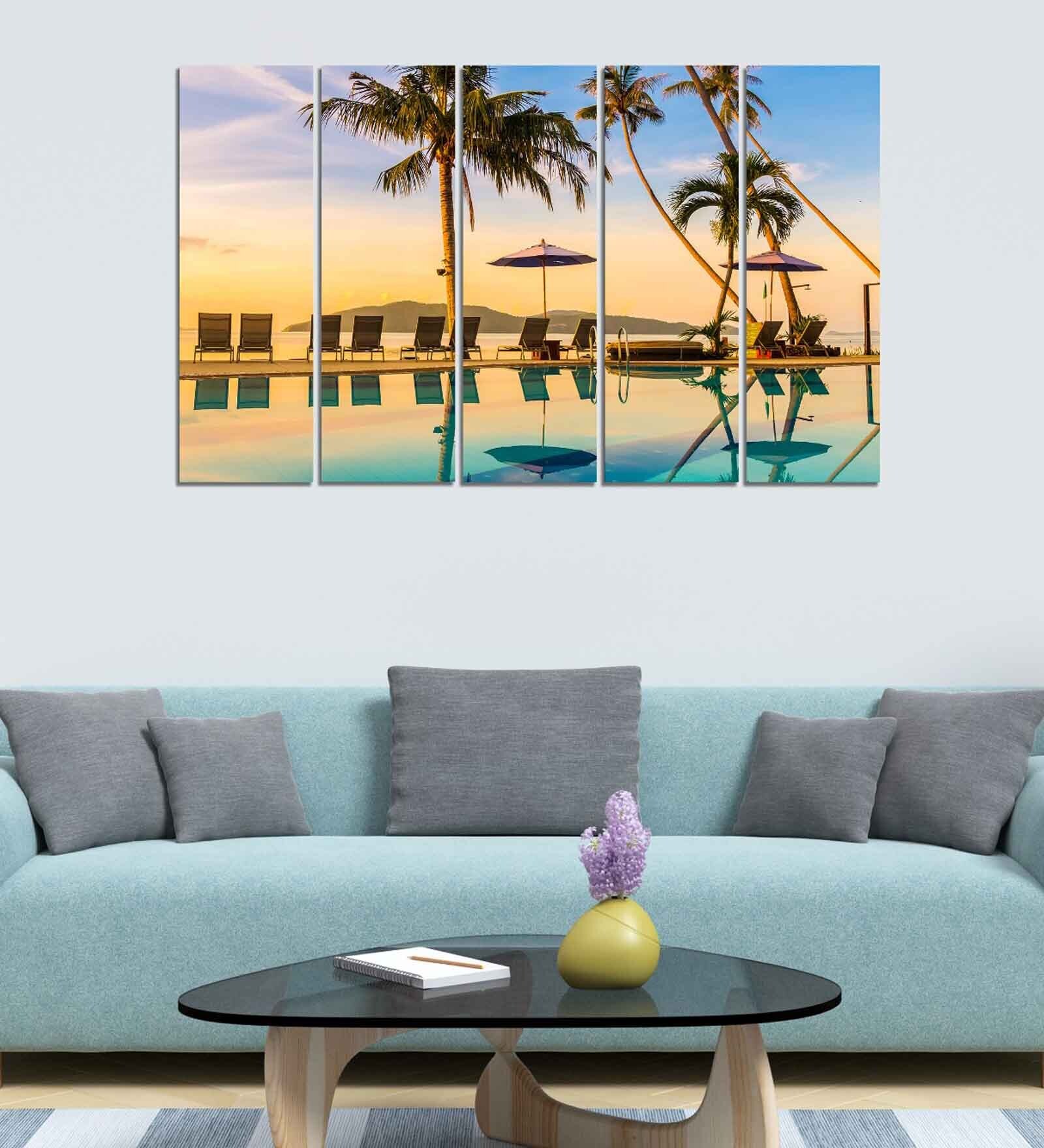 Buy Beach View Wood Framed Velvet Laminated Art Print by Wens at 37