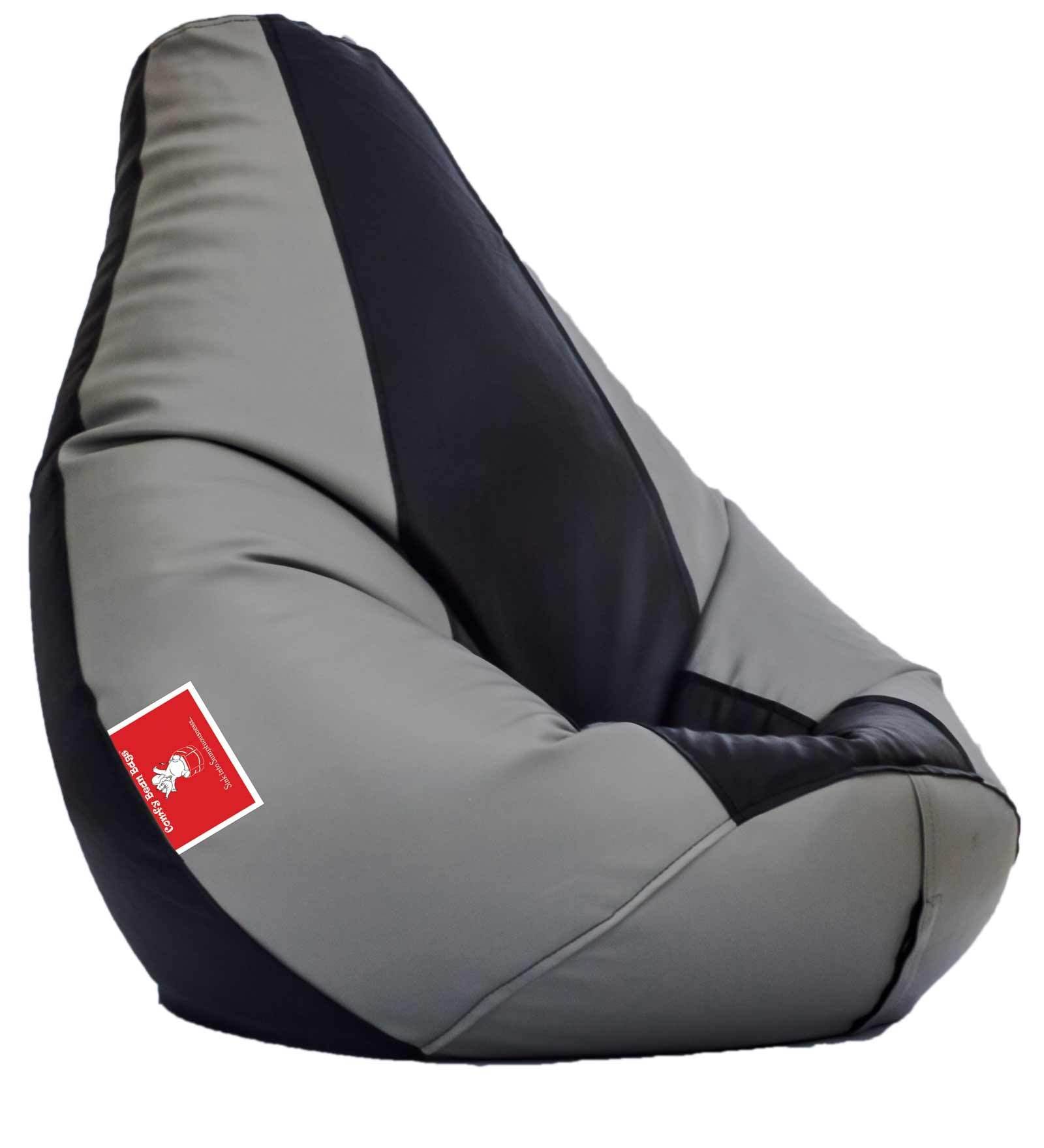 Buy Bean Bag with Beans in Black & Grey Colour by Comfy Bean Bags