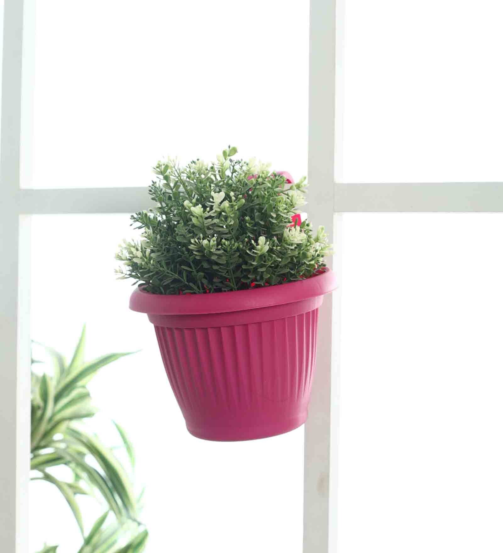Buy Hanging Pink Plastic Flower Pot Set Of 2 at 40 OFF by Planters