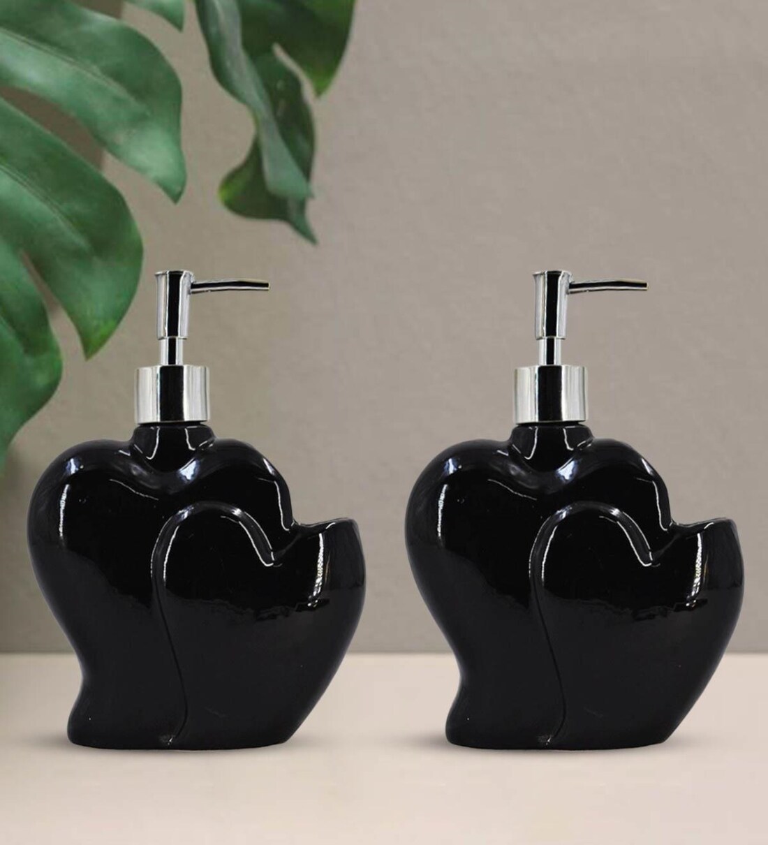 Buy Black 300 ml Ceramic Liquid Soap Dispenser (Set of 2) by Kookee at