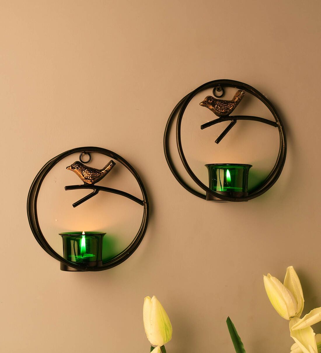 Buy Black Metal Avogadro Wall Tea Light Holders (Pack Of 2) Online