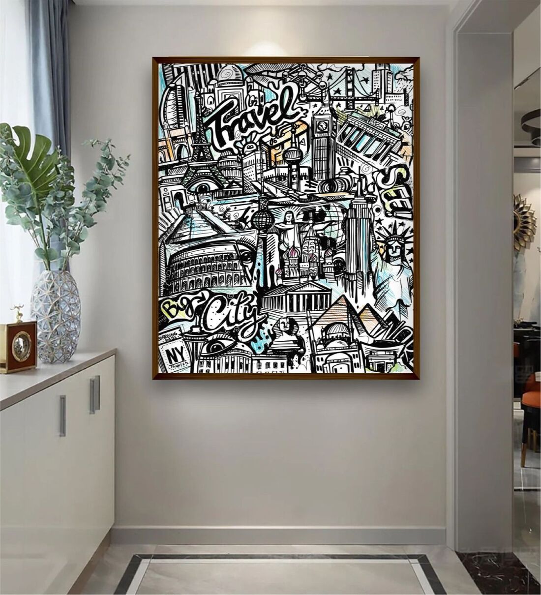 Buy Blessed Gallery Black Canvas Framed Abstract Art Print at 72 OFF