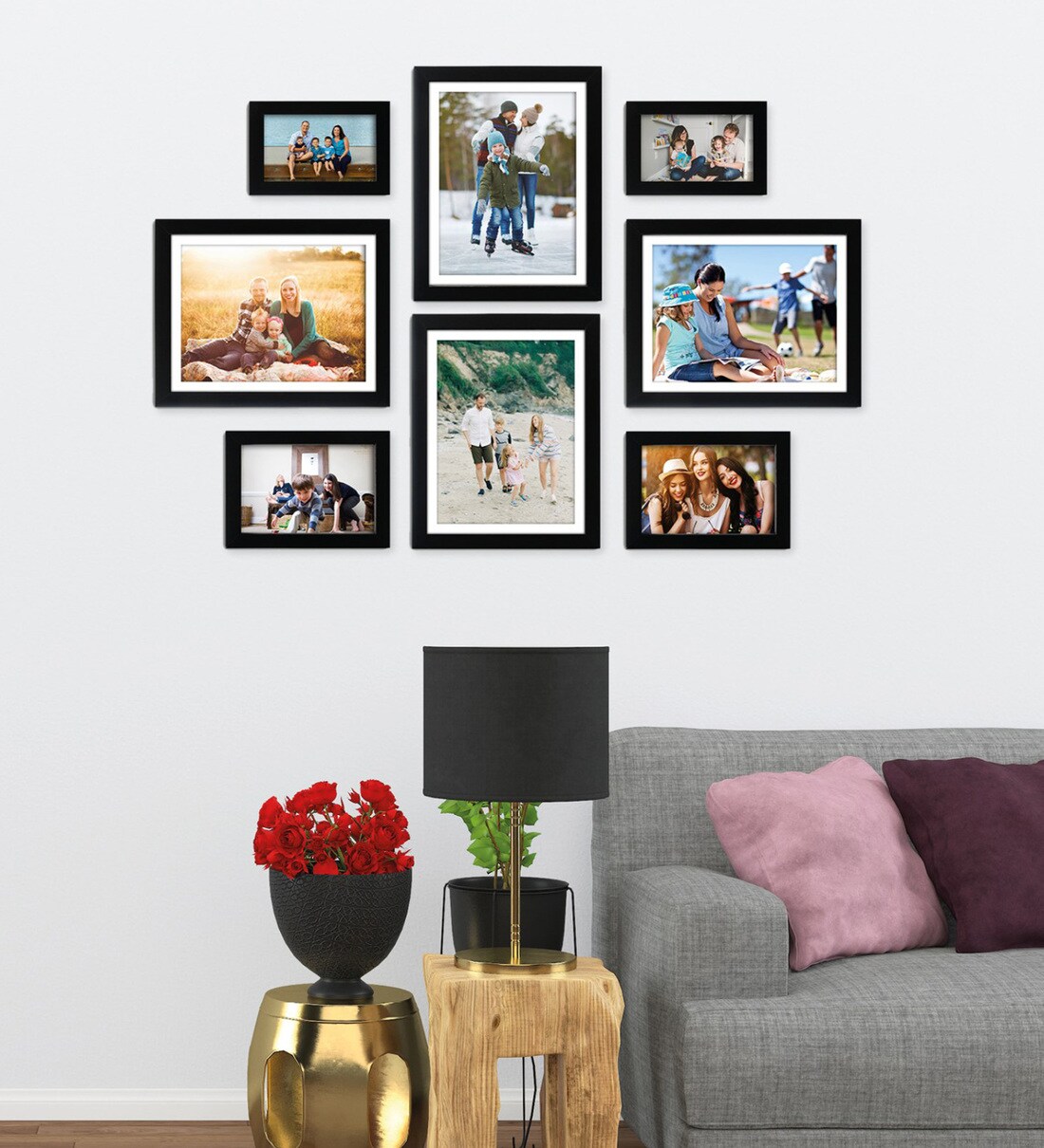 Buy Black Engineered Wood Collage Photo Frames, Set of 8 by Random at