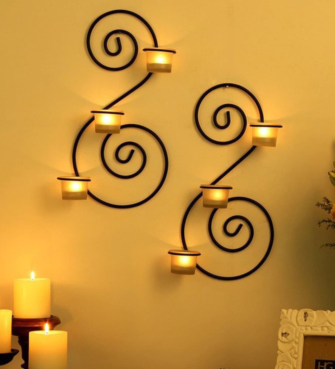 Buy Black Metal Victoria Wall Tea Light Holder Set Of 2 Online - Wall ...