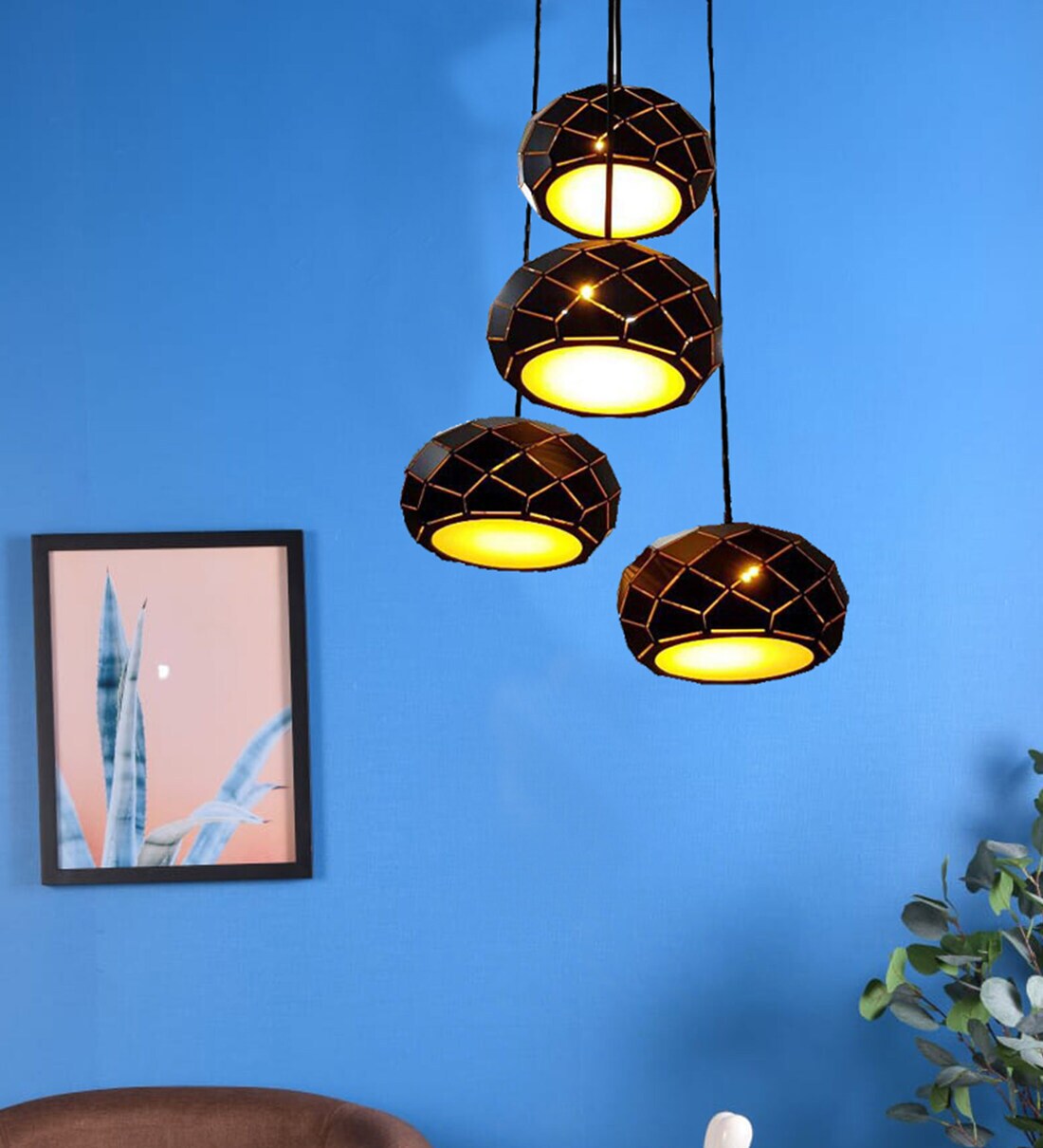Buy Caen Black Metal Cluster Hanging Light by Greywings at 29 OFF by