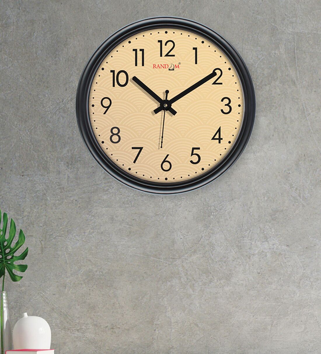 Buy Black Plastic 12-Inch Curve Easy Time Bold Numbers (Quartz Movement ...